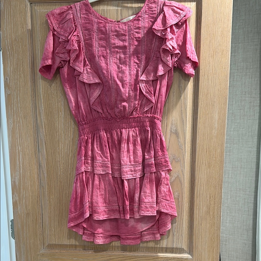 LoveShackFancy Pink Ruffled Mini Dress